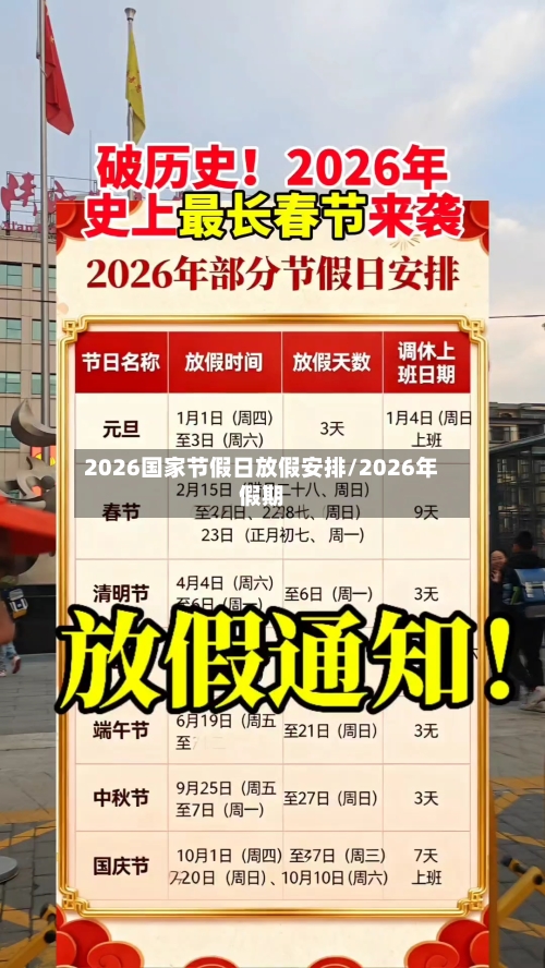 2026国家节假日放假安排/2026年假期-第1张图片
