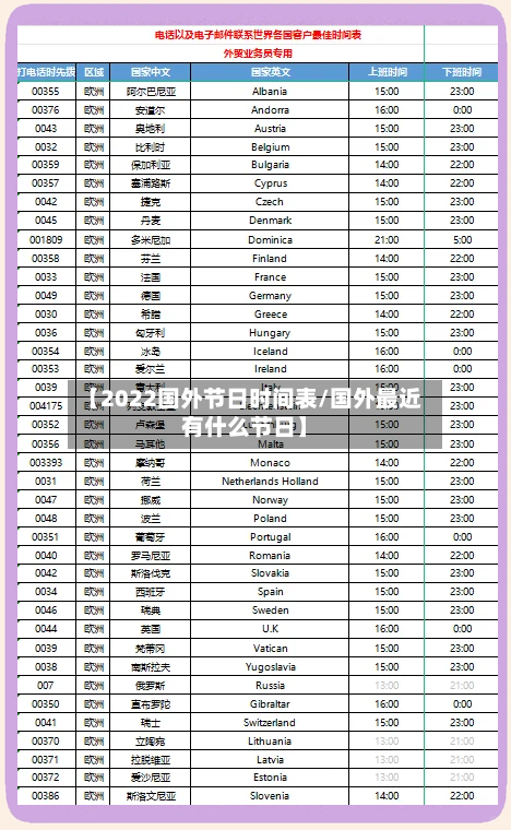 【2022国外节日时间表/国外最近有什么节日】-第1张图片